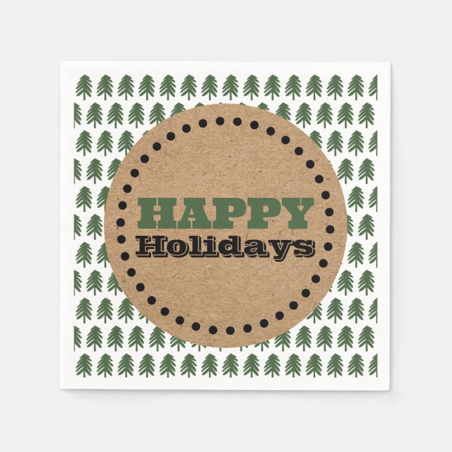 Moderner Grün-Weiß-Weihnachtsbaum Serviette (Vorderseite)