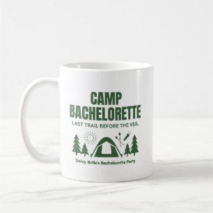 Moderner grüner Camping Junggesellinnenabschied Wo Kaffeetasse