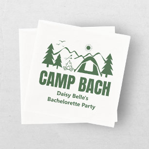 Moderner grüner Camping-Junggesellinnenabschied Wo Serviette