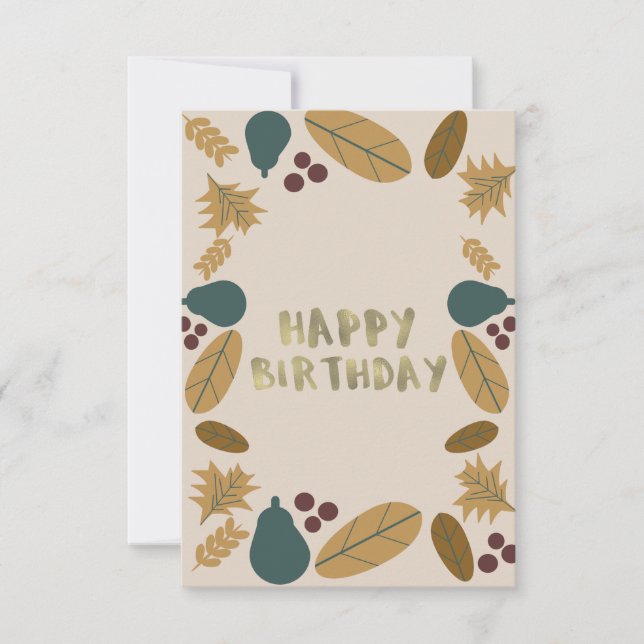 Moderner Grüner Erntedank Border Birthday Karte (Vorderseite)