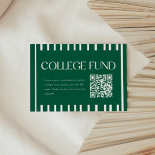 Moderner grüner gestreifter College-Fonds QR-Code Begleitkarte