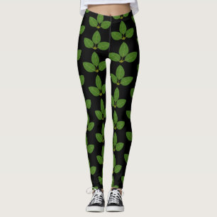 Moderner Grüner Laurel Verlasse Muster Leggings