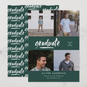 Moderner grüner MultiFoto-Typografie-Abschluss Einladung