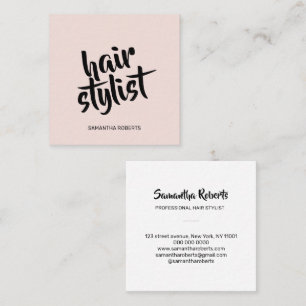 Moderner Haarstylist minimaler Skript-Rosaton Quadratische Visitenkarte