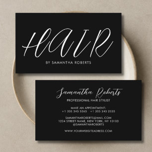 Moderner Hairstylist chic script schwarz und weiß Visitenkarte