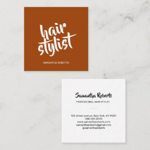 Moderner Hairstylist minimale Schrift Terrakotta Quadratische Visitenkarte