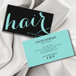Moderner Hairstylist Schriftzug schwarz und blau Visitenkarte