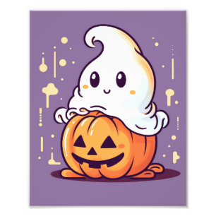 Moderner Halloween Süßer Geist  Fotodruck