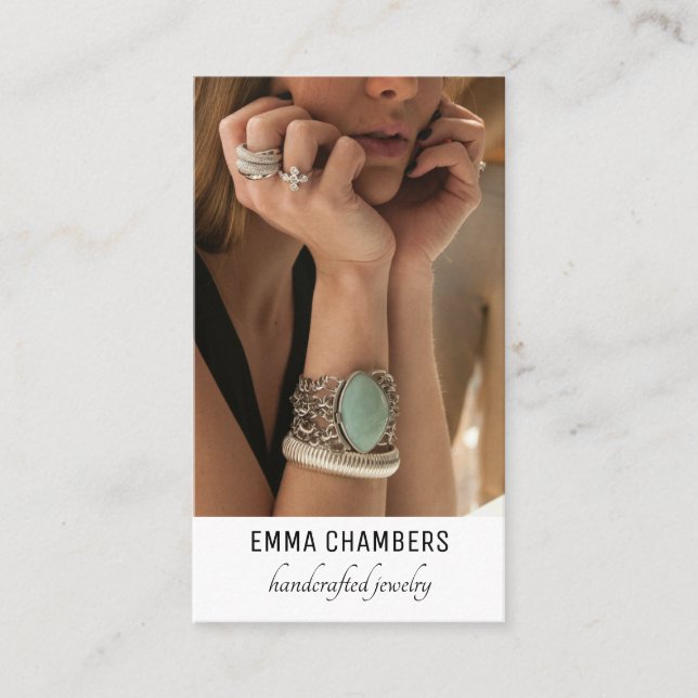 Moderner, handgefertigter Schmuckdesigner Visitenkarte (Vorderseite)