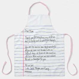 Moderner handgeschriebener Brief über das Linedpap Schürze