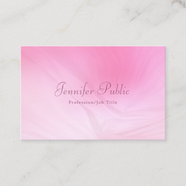 Moderner handgeschriebener Name Elegante Rosa Beru Visitenkarte (Vorderseite)