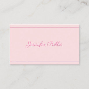 Moderner handgeschriebener Name Elegantes rosa Tre Visitenkarte