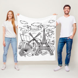 Moderner, handgezeichneter Eiffelturm Paris White Fleecedecke