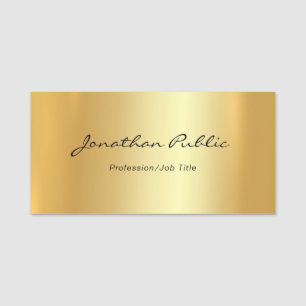 Moderner Handskript-Text-elegante Goldschablone Namensschild