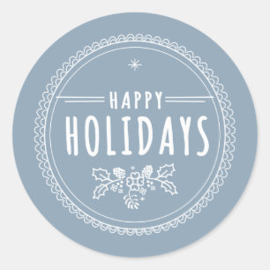 Moderner Happy Holiday Round Blue Weihnachtsaufkle Runder Aufkleber