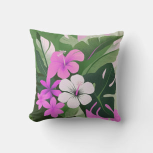 Moderner hawaiianischer Hibiskus und Plumeria aus Kissen