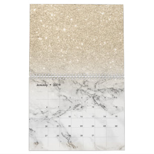 Moderner heller GoldGlitter ombre Glittermarmor Kalender