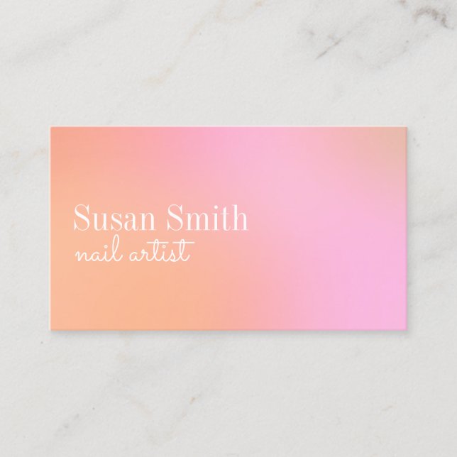 Moderner, heller Gradient, rosa und orangefarbener Visitenkarte (Vorderseite)