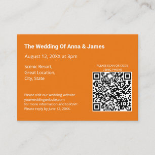 Moderner, heller Orange-Hochzeitcode Begleitkarte