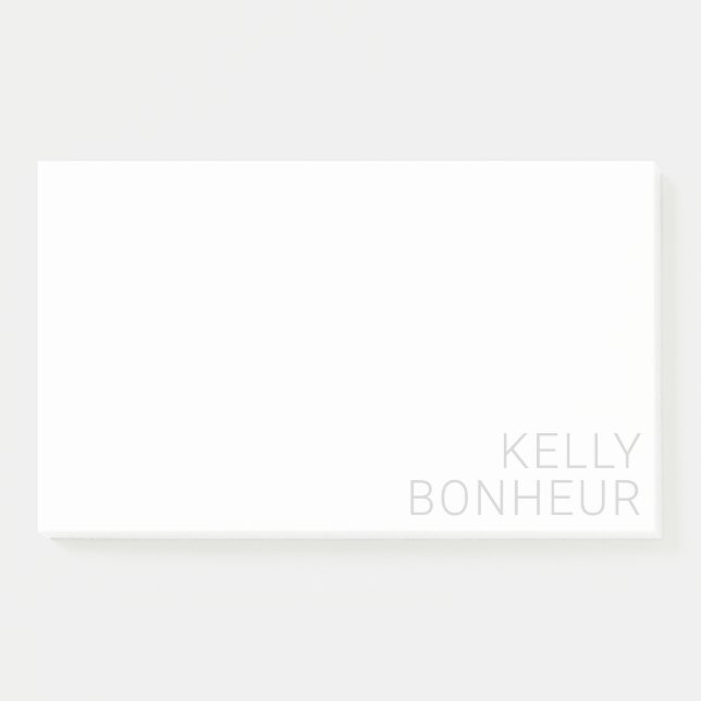 Moderner hellgrauer Name auf Weiß Post-it Klebezettel (Vorderseite)