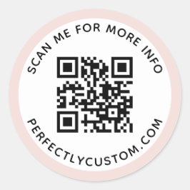 Moderner hellrosa Grenzgrenzcode QR und Text Cl Runder Aufkleber