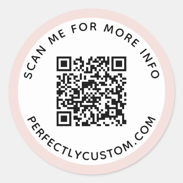 Moderner hellrot-rosa Grenzcode QR und Text Runder Aufkleber (Vorderseite)