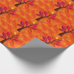 Moderner Herbst mit rosa und orangefarbenen Bäumen Geschenkpapier