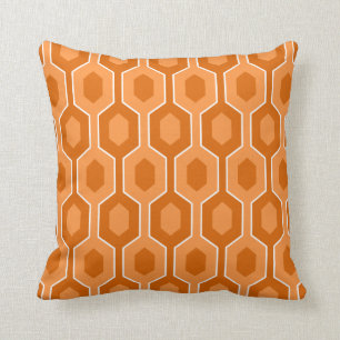 Moderner Hexagon-Entwurf, Orange und Weiß Kissen