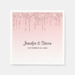 Moderner Hochzeitrosa Dripping-Glitzer Serviette