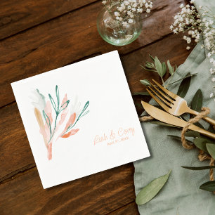 Moderner Hochzeitscocktail in Weiß und Pfirsich Serviette