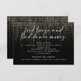 Moderner Hochzeitsempfang Champagner-Glitzer Einladung