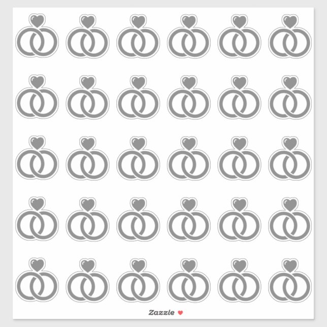 Moderner Hochzeitsring Kiss Cut Aufkleber (Blatt)