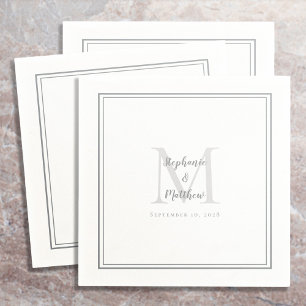 Moderner Hochzeitstil & Date Monogram Gray Cocktai Serviette