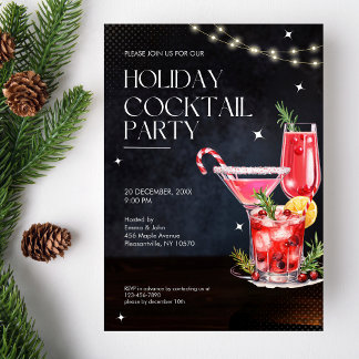 Moderner Holiday Cocktail Party Weihnachten Einlad Einladung