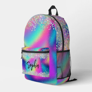 Moderner holografischer Glitzer Farbenfrohe Regenb Bedruckter Rucksack
