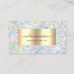Moderner holografischer Glitzer Makeup Artist Gold Visitenkarte