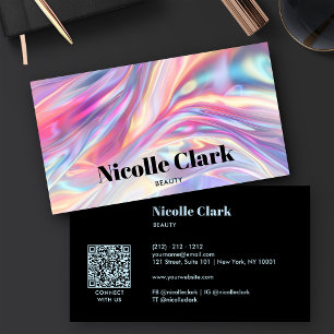 Moderner holografischer irisierender QR-Code Visitenkarte