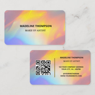 Moderner Holografischer Makeup-Künstler mit QR-Cod Visitenkarte