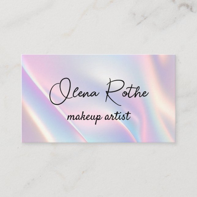 Moderner holografischer Makeup-Künstler pastellfar Visitenkarte (Vorderseite)