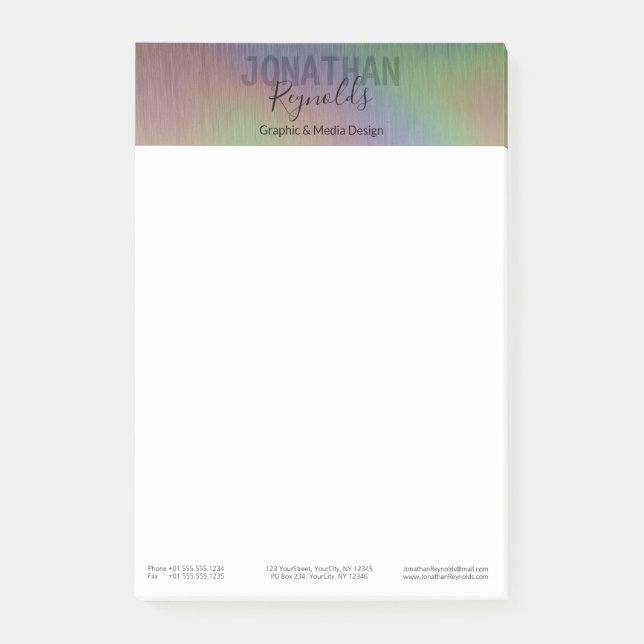 Moderner holografischer Metalname - Post-it®-Notiz Post-it Klebezettel (Vorderseite)