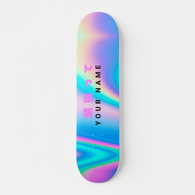 Moderner holografischer Name Japanischer Wave Skateboard (Vorne)
