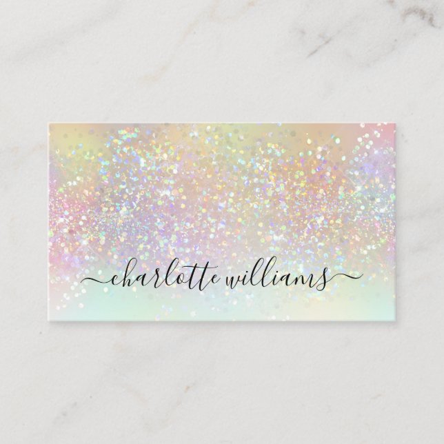 Moderner holografischer Pastel-Glitzer Makeup Arti Visitenkarte (Vorderseite)