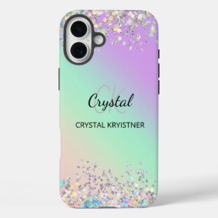 Moderner holografischer Pastell-Glitzer iPhone 16 Plus Hülle