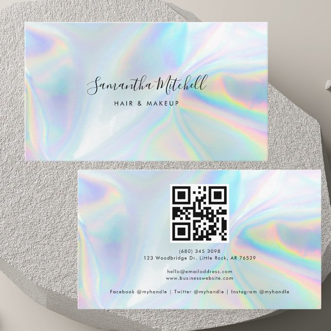 Moderner holografischer QR-Code Visitenkarte (Modern Holographic QR Code Business Card)