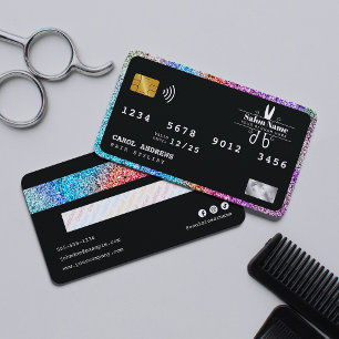 Moderner Holographic Glitzer Credit Card Hair Salo Visitenkarte