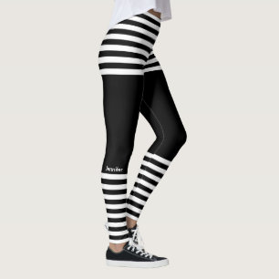 Moderner horizontaler Streifen-individueller Name Leggings