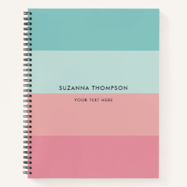 Moderner horizontaler Streifen pink & blau Notizbuch