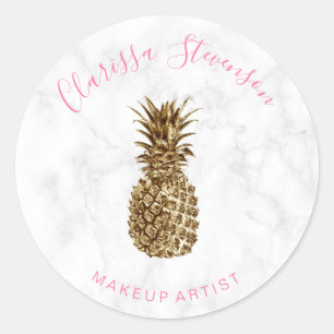Moderner hübscher Ananas-Make-up-Künstler Runder Aufkleber