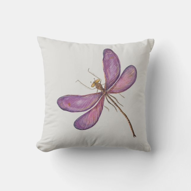 Moderner Hübscher Rosa Libelle Silver Background Kissen (Vorderseite)