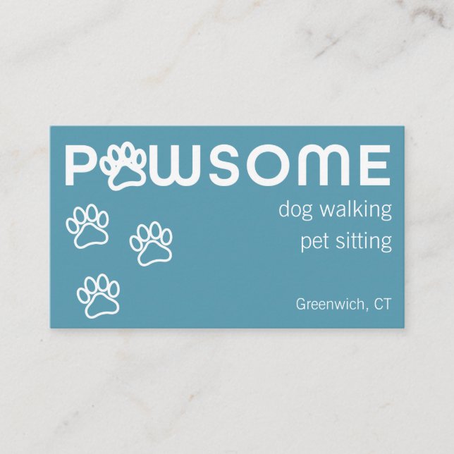 Moderner Hund Walker Haustier Sitter Pawsome Blue  Visitenkarte (Vorderseite)